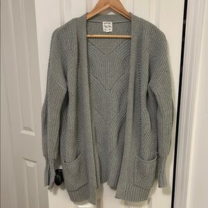 Hippie Rose Sage Green Chenille Chunky Knit Cardigan Sweater sz S